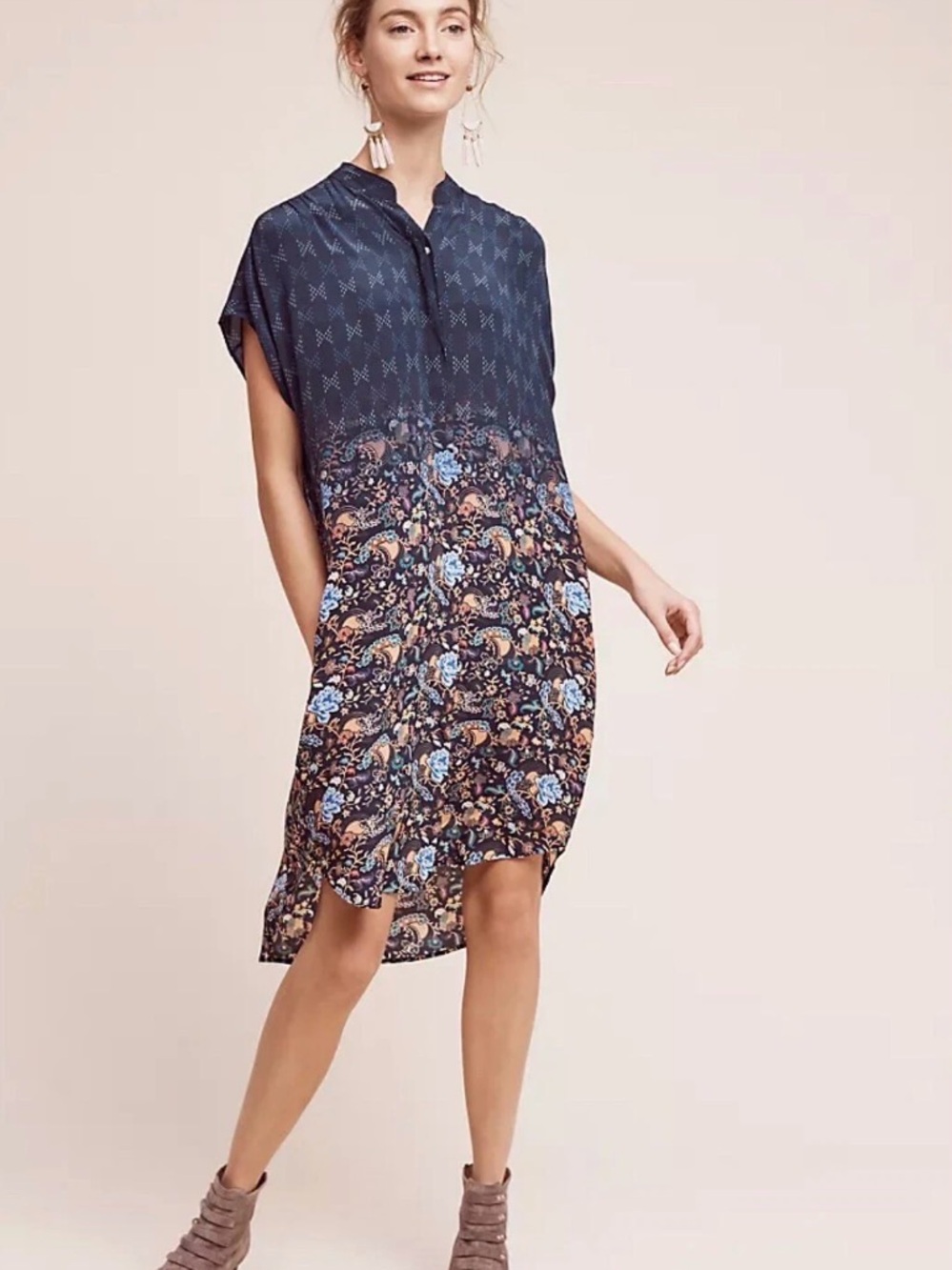 Anthro Silk shirt Dress